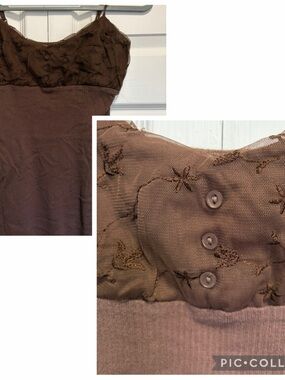 Y2K Maurices Brown Ribbed lace top Cami M